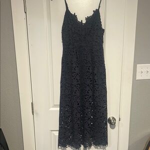 midi lace navy dress
